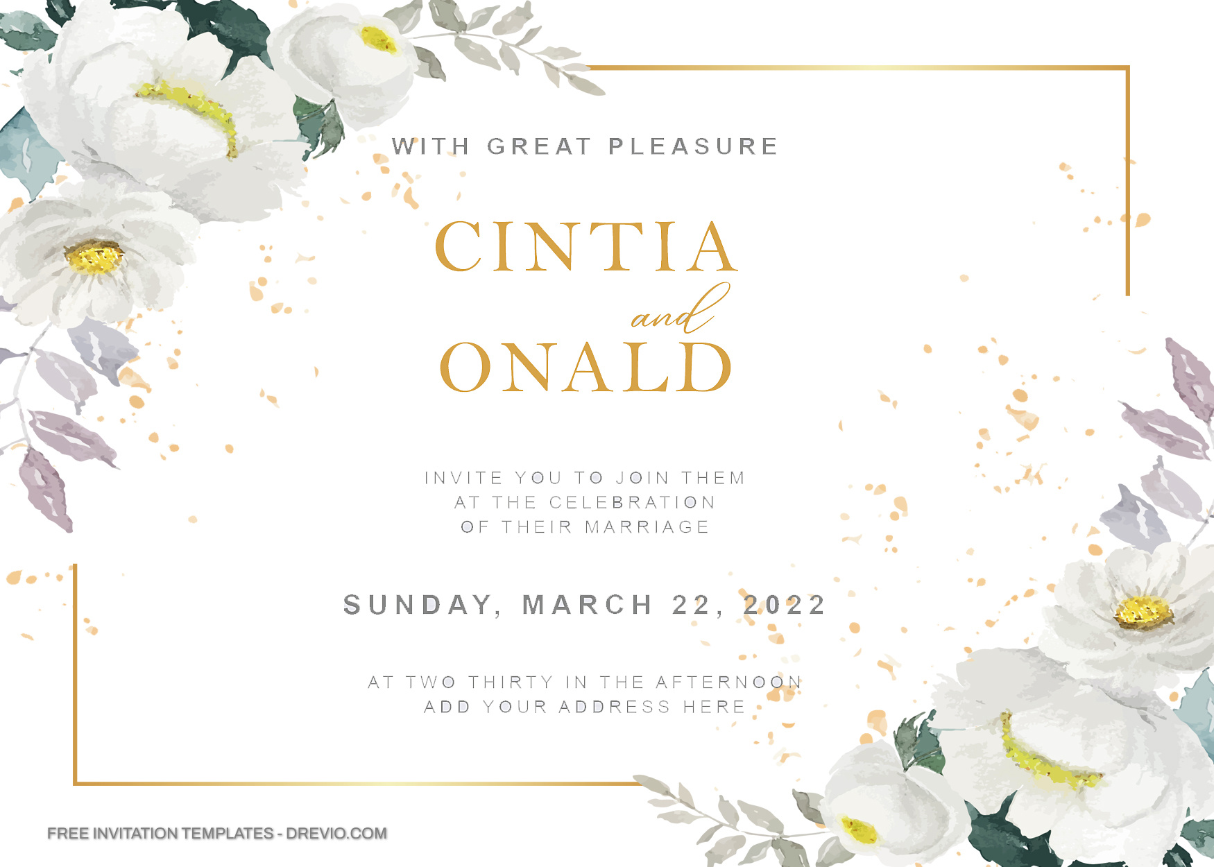 8+ Watercolor White Peonies Floral Invitation Template