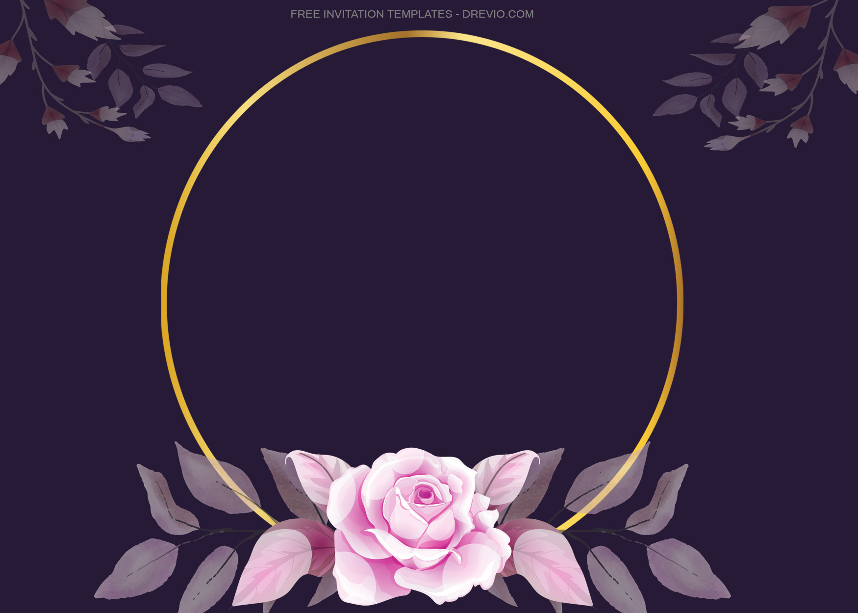 7+ Golden Purple Roses Floral Invitation Template