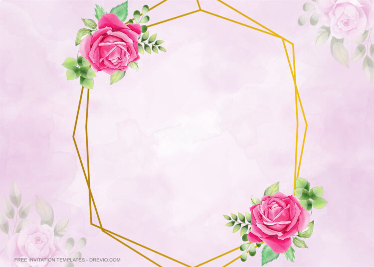 7+ Romance Pink Roses Floral Invitation Template | Download Hundreds ...