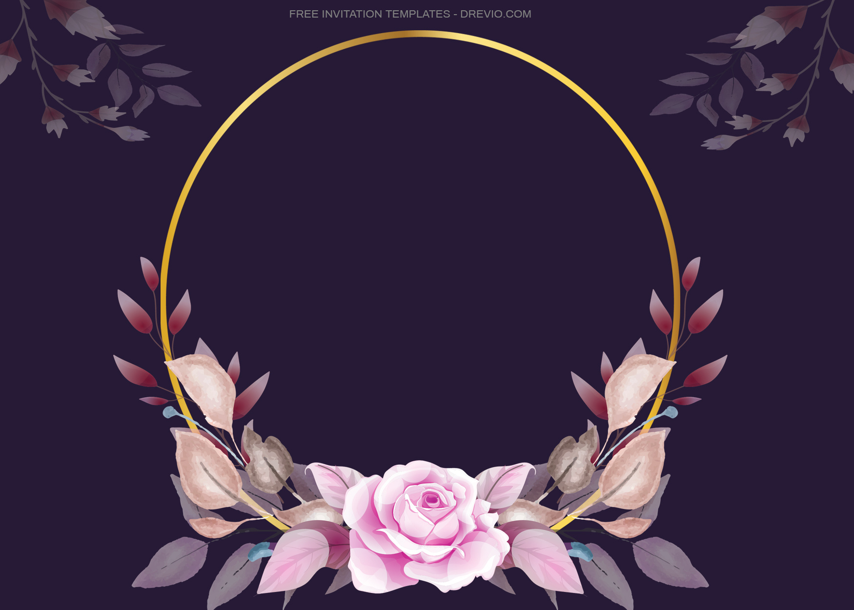 7+ Golden Purple Roses Floral Invitation Template