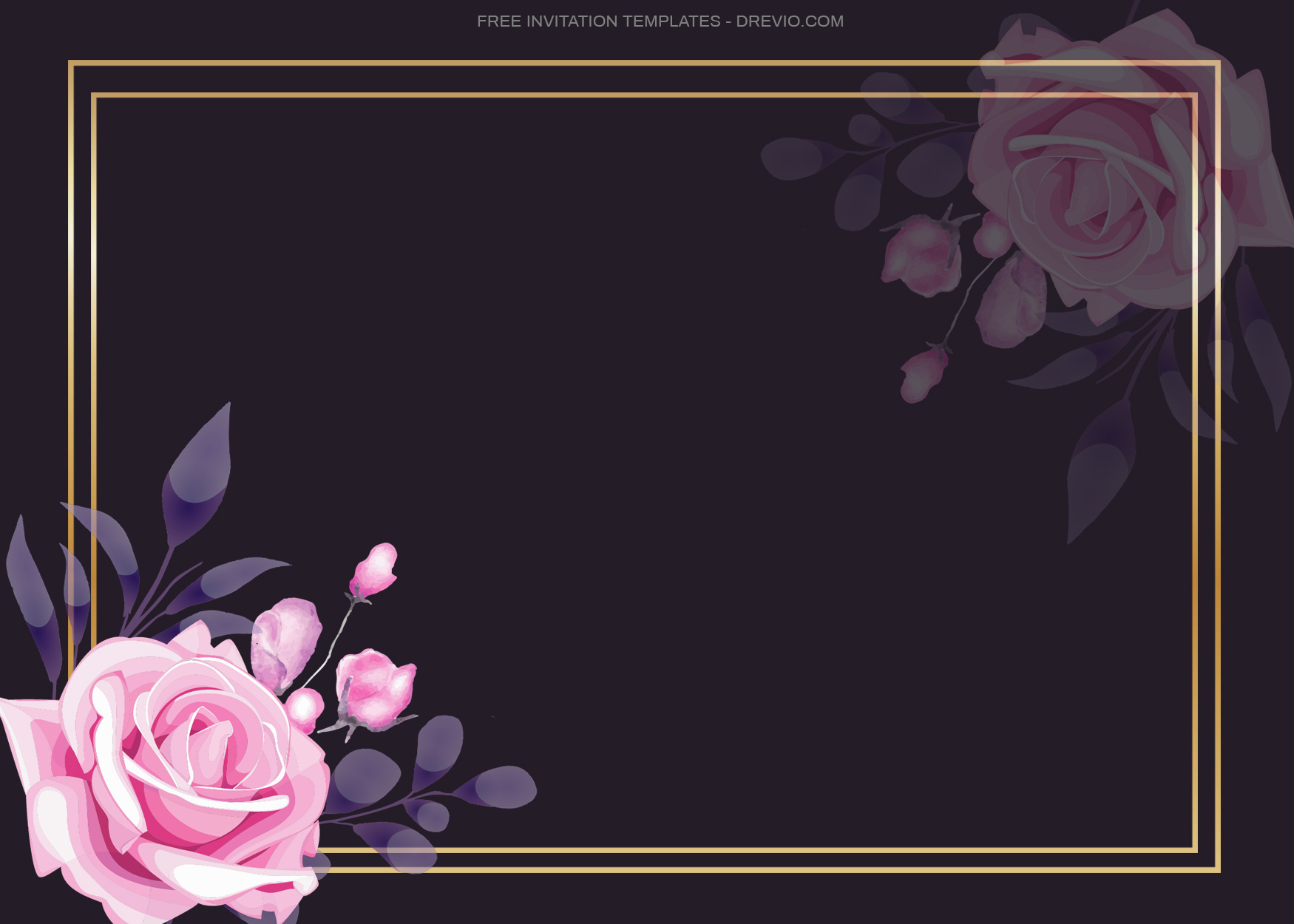10+ Golden Square Roses Floral Invitation Template