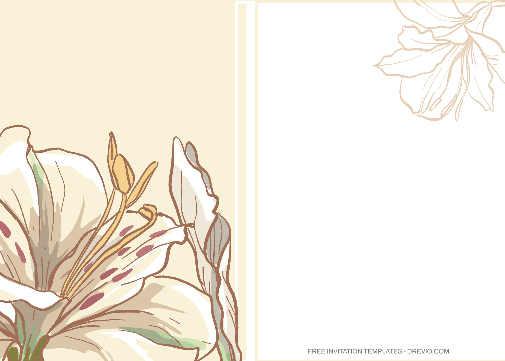 8+ Watercolor Brownish Lilies Floral Invitation Templates