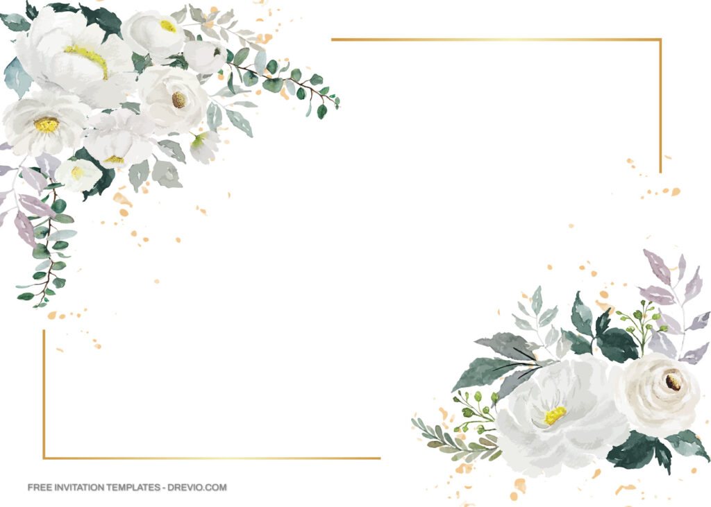 8+ Watercolor White Peonies Floral Invitation Template | Download ...