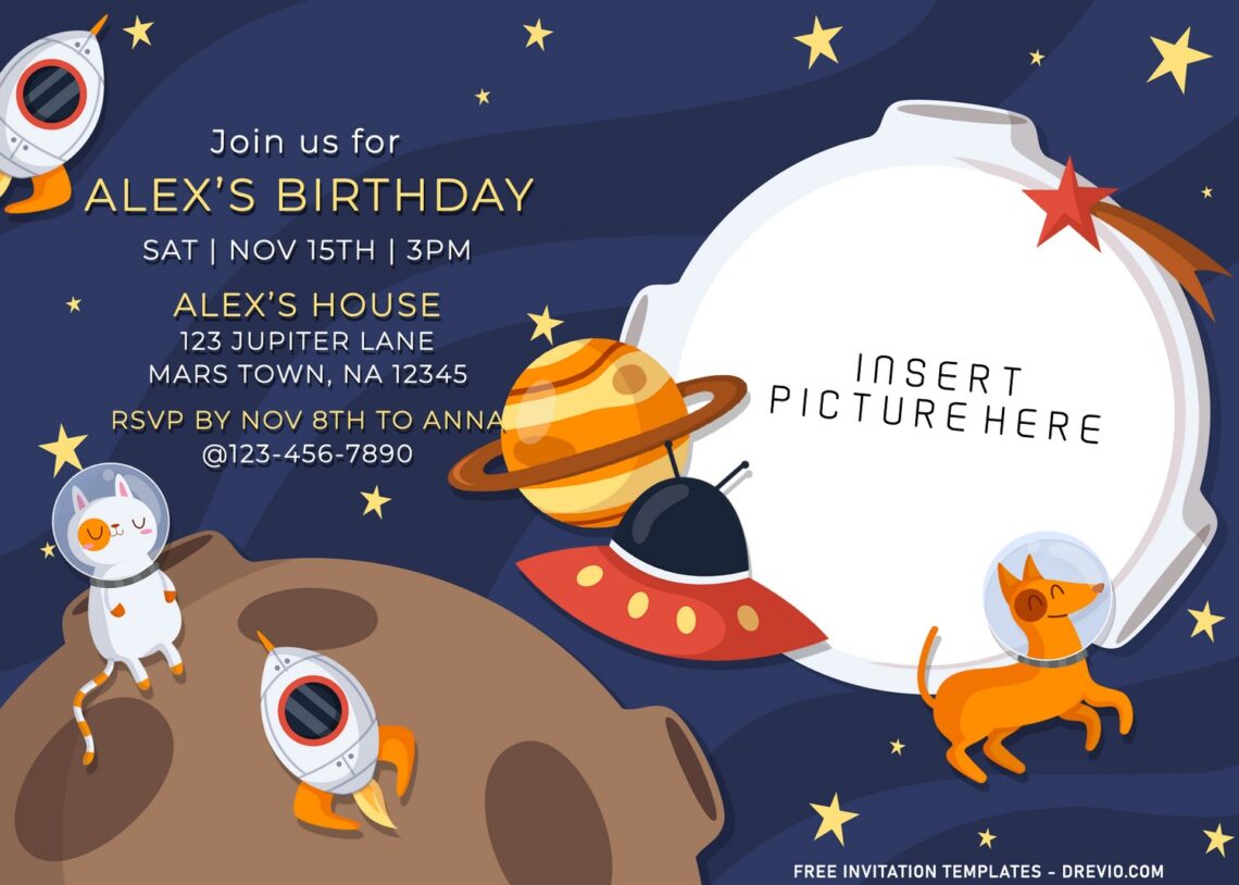 10+ Super Fun Outer Space Birthday Invitation Templates - Drevio : Free ...