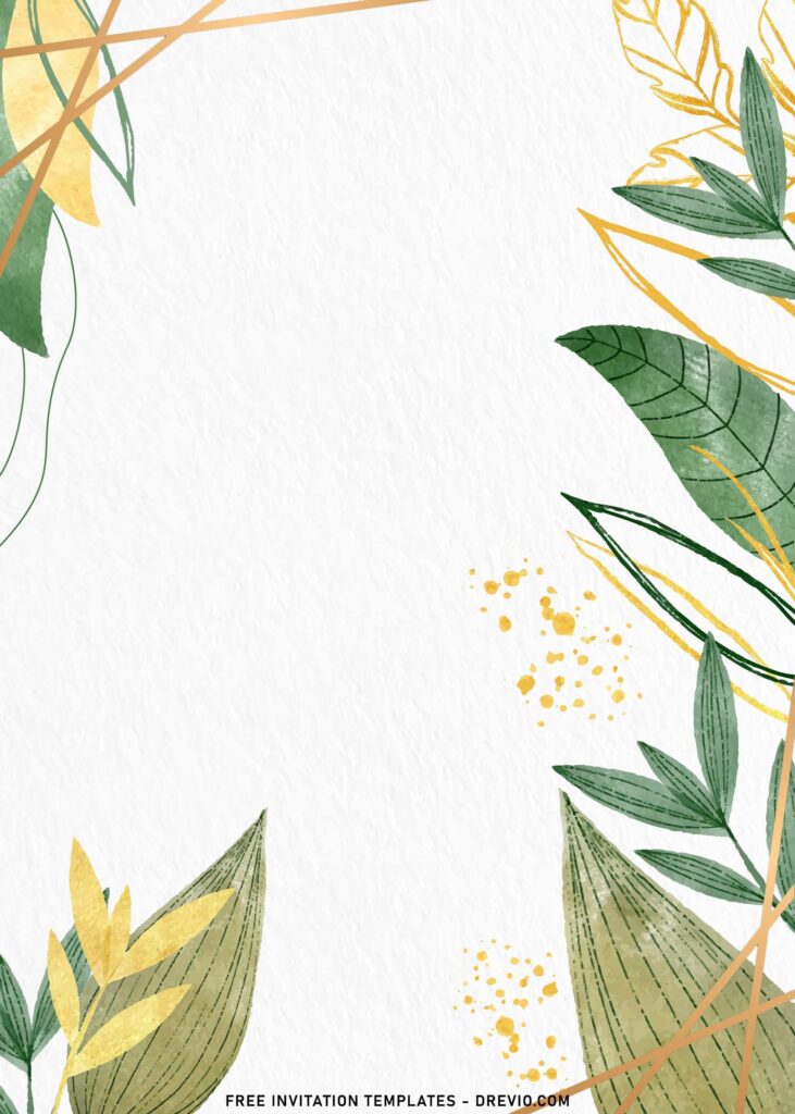 10+ Luxury Greenery Gold Birthday Invitation Templates with watercolor foliage