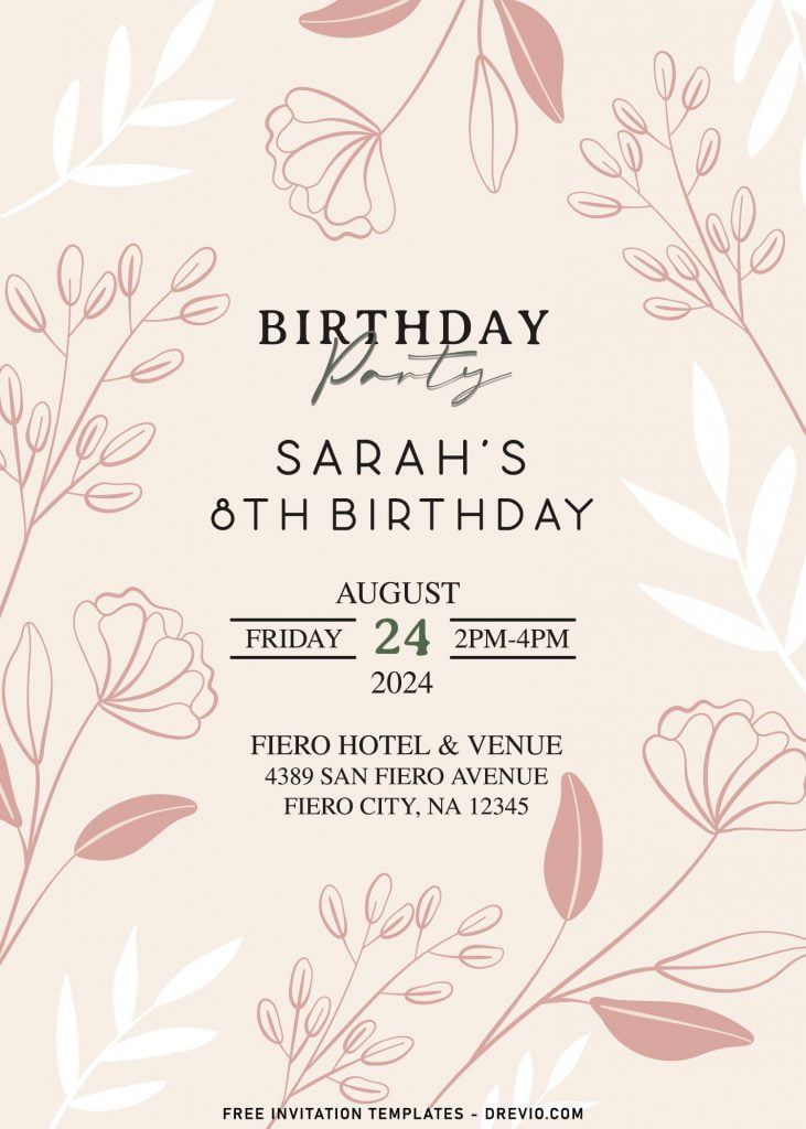 11+ Opulent Flower Pattern Minimalist Birthday Invitation Templates