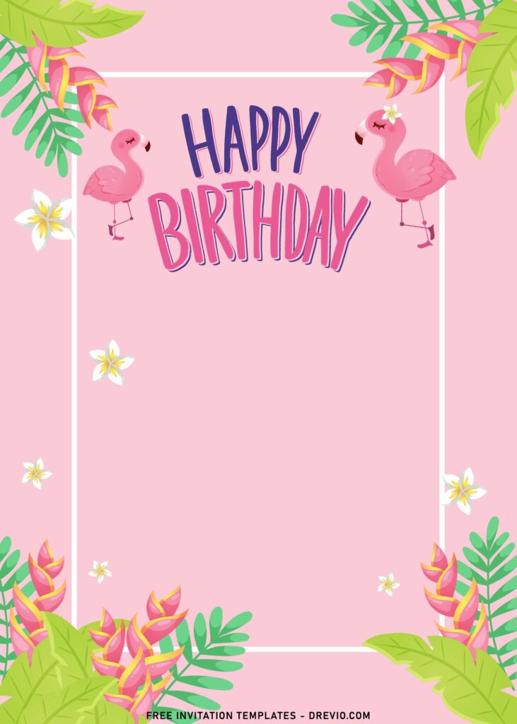 11+ Delicate Pink Flamingo Birthday Invitation Templates with adorable flamingo