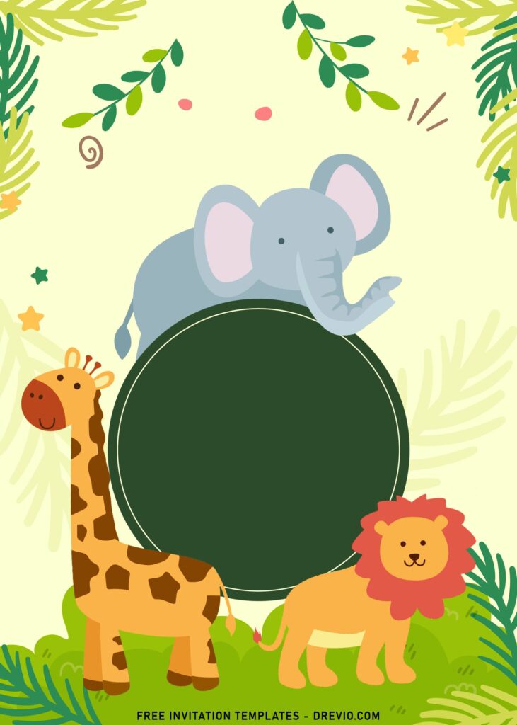 11+ Cute Safari Animals Invitation Templates For Fun Birthday Zoo Trip with baby elephant