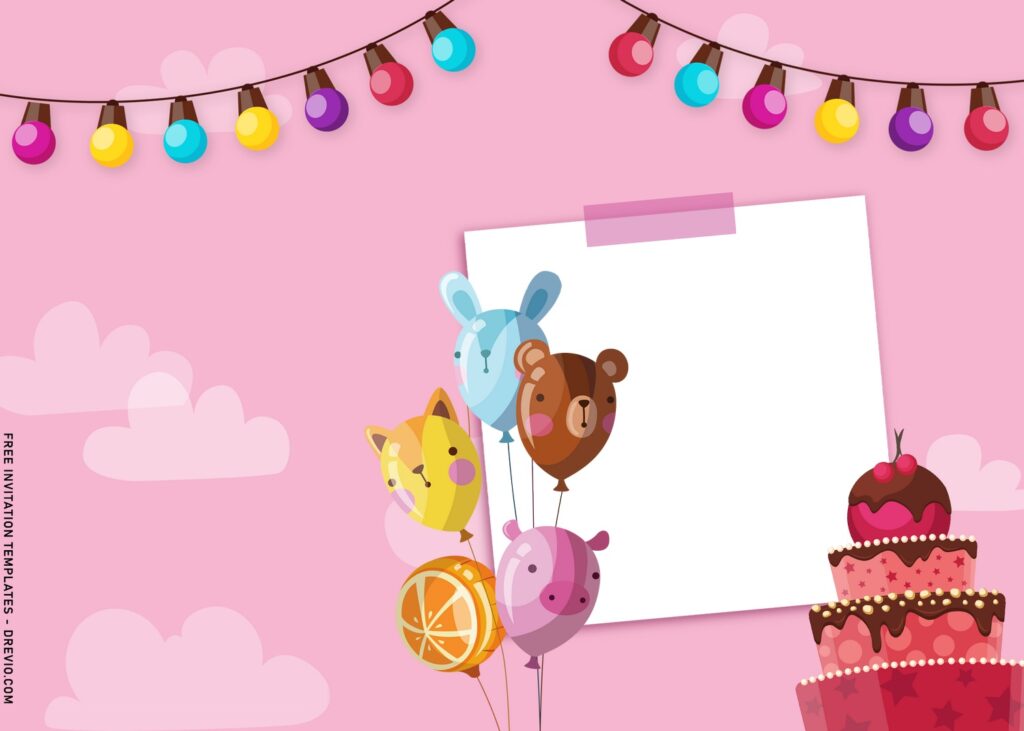 11+ Cute Girl Birthday Invitation Templates With Birthday Balloons with cute teddy bear balloons