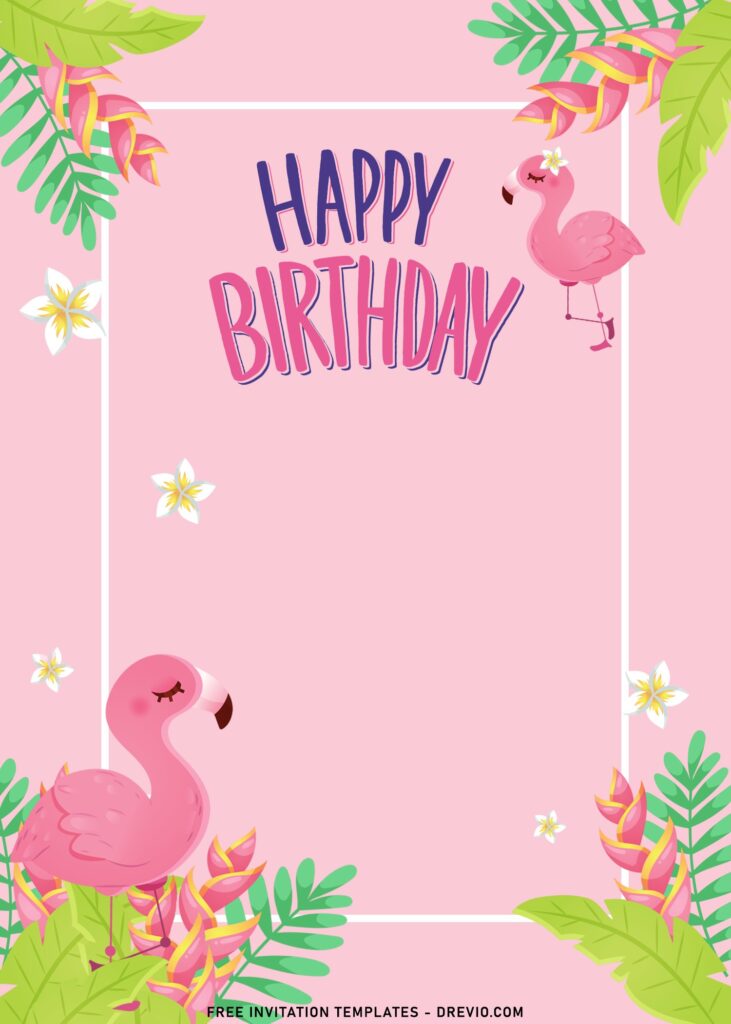 11+ Delicate Pink Flamingo Birthday Invitation Templates with adorable nude pink background