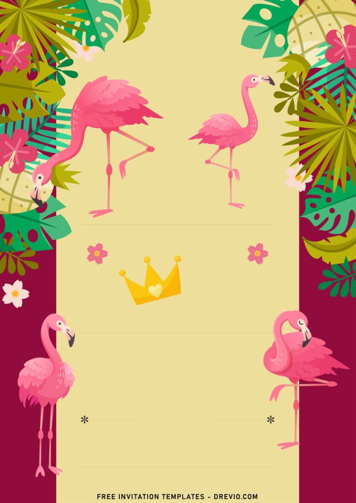 7+ Festive Summer Flamingo Birthday Invitation Templates with gold princess tiara