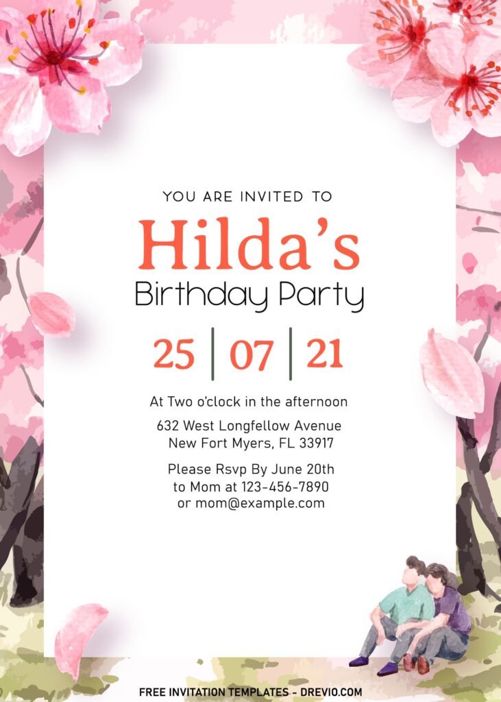 7+ Beautiful Japanese Sakura Birthday Invitation Templates