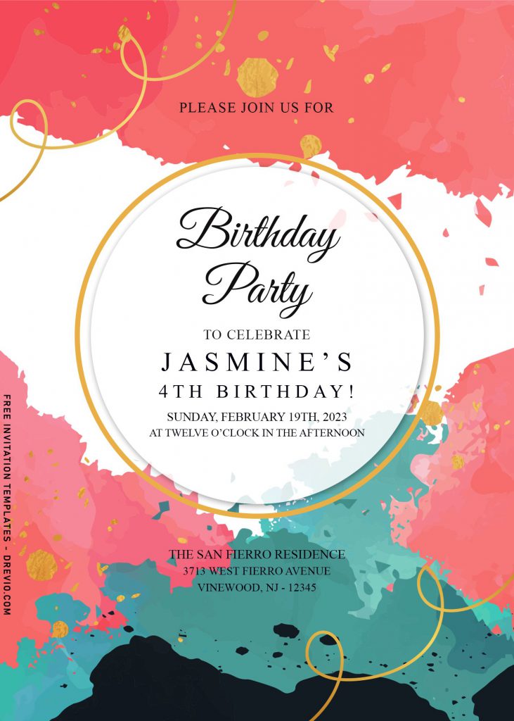 7+ Watercolor Brushstroke Birthday Invitation Templates