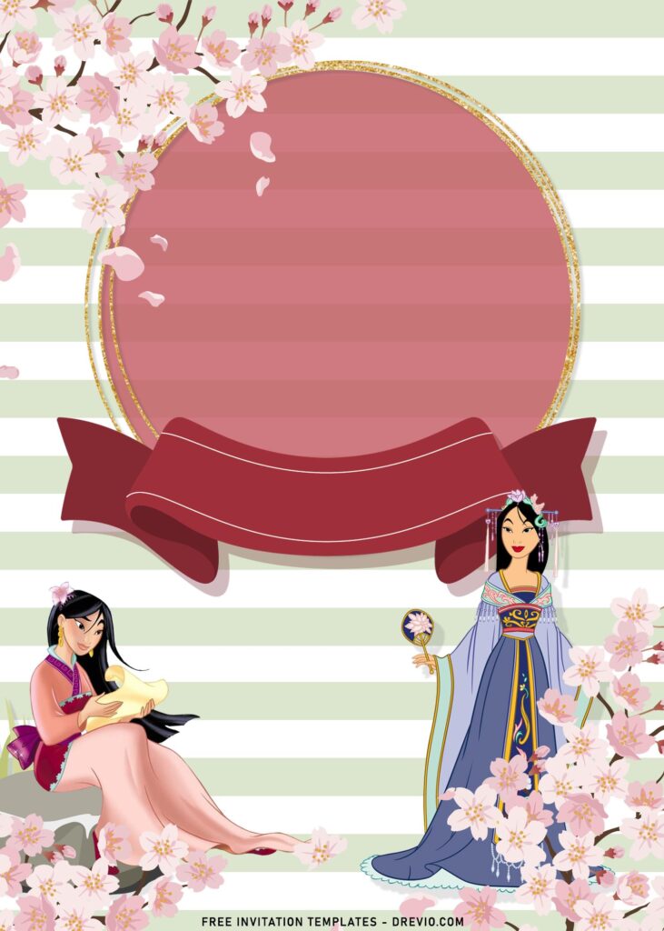 8+ Princess Mulan Birthday Invitation Templates with peach background
