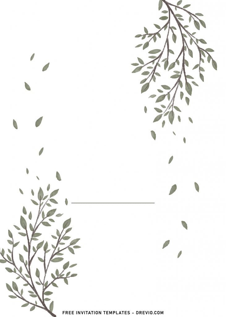 8+ Minimalist Eucalyptus Foliage Wedding Invitation Templates with beautiful falling leaf