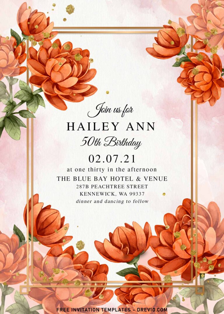 8+ Stunning Blush Watercolor Dahlia Birthday Invitation Templates ...