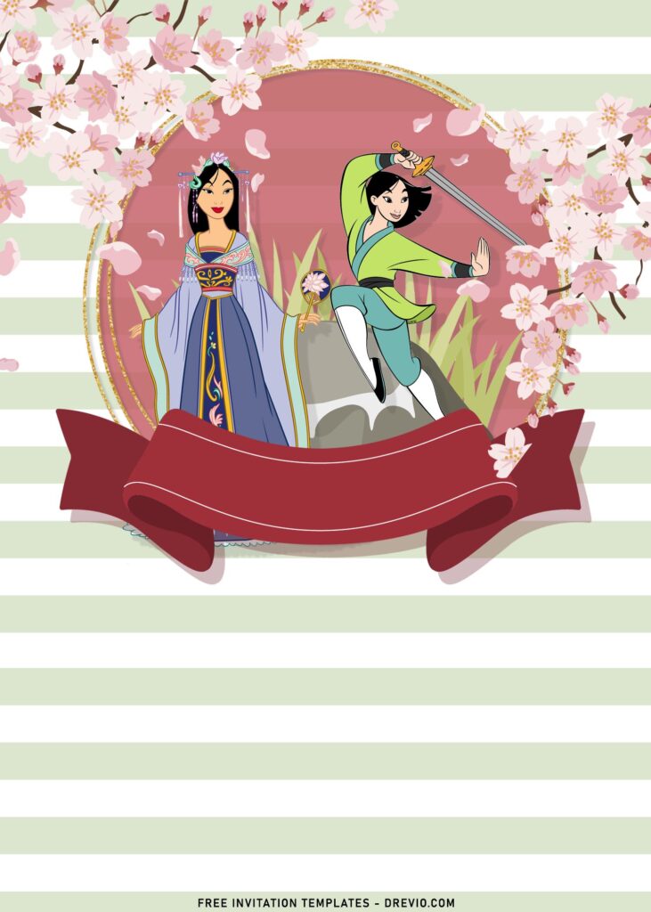 8+ Princess Mulan Birthday Invitation Templates with Cute Pink Ribbon