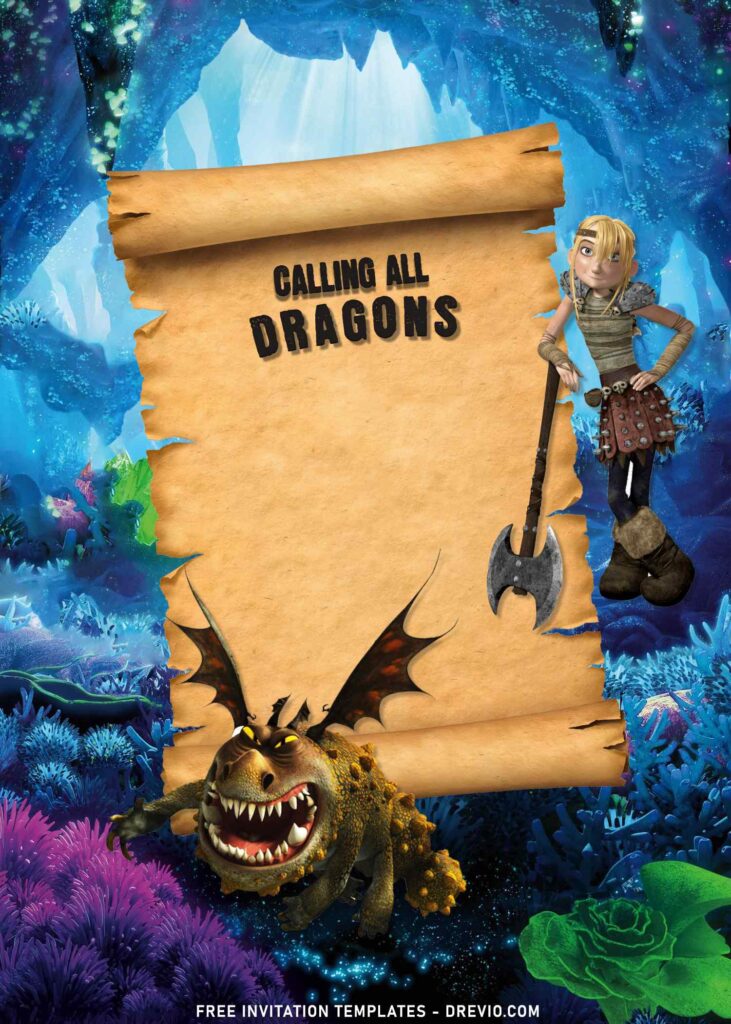8+ How To Train Your Dragon Birthday Invitation Templates with Astrid and Gronckle
