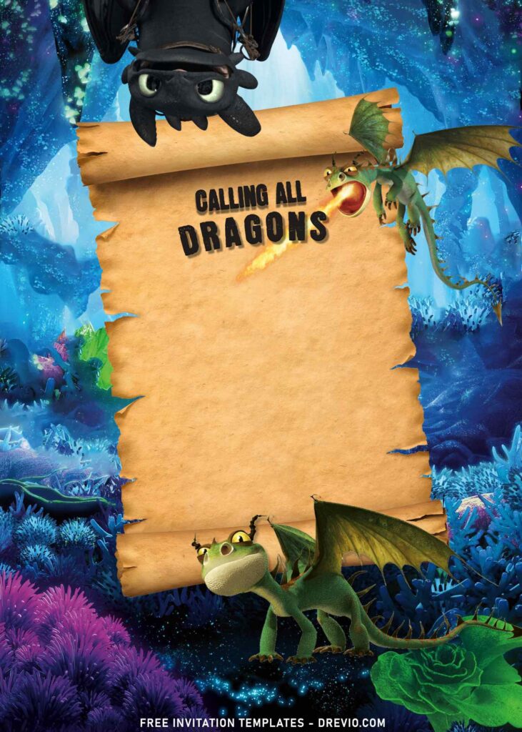 8+ How To Train Your Dragon Birthday Invitation Templates with beautiful Crystal Cave background