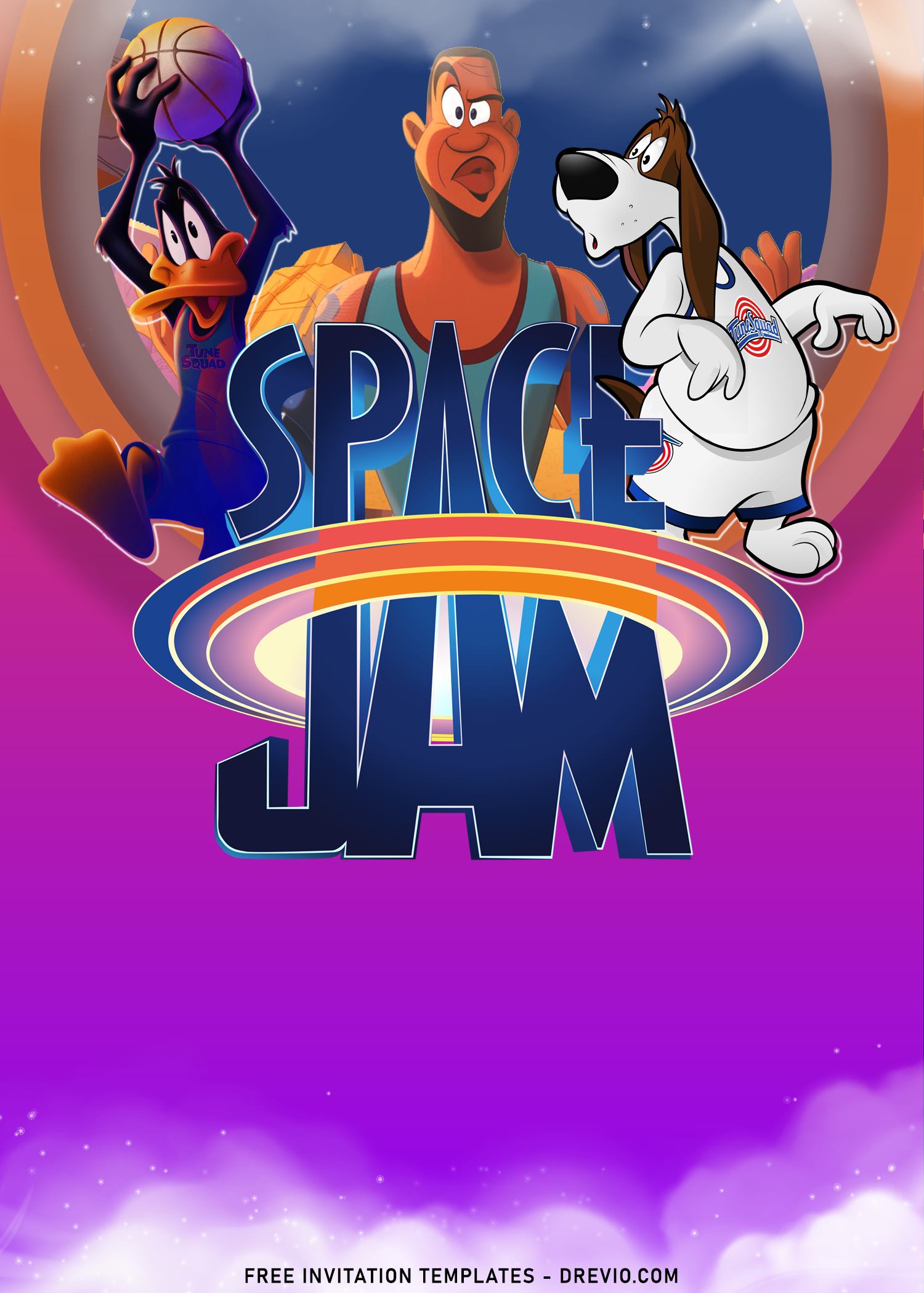 Space Jam 2 Animated invitation card Customizable Template DIY