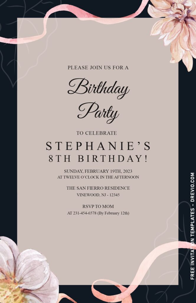 Invitation Template of 8+ Beautiful Watercolor Beautyberry Birthday Invitation Templates 4