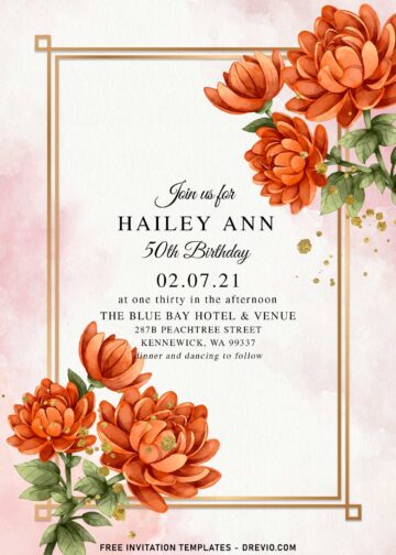 8+ Stunning Blush Watercolor Dahlia Birthday Invitation Templates ...