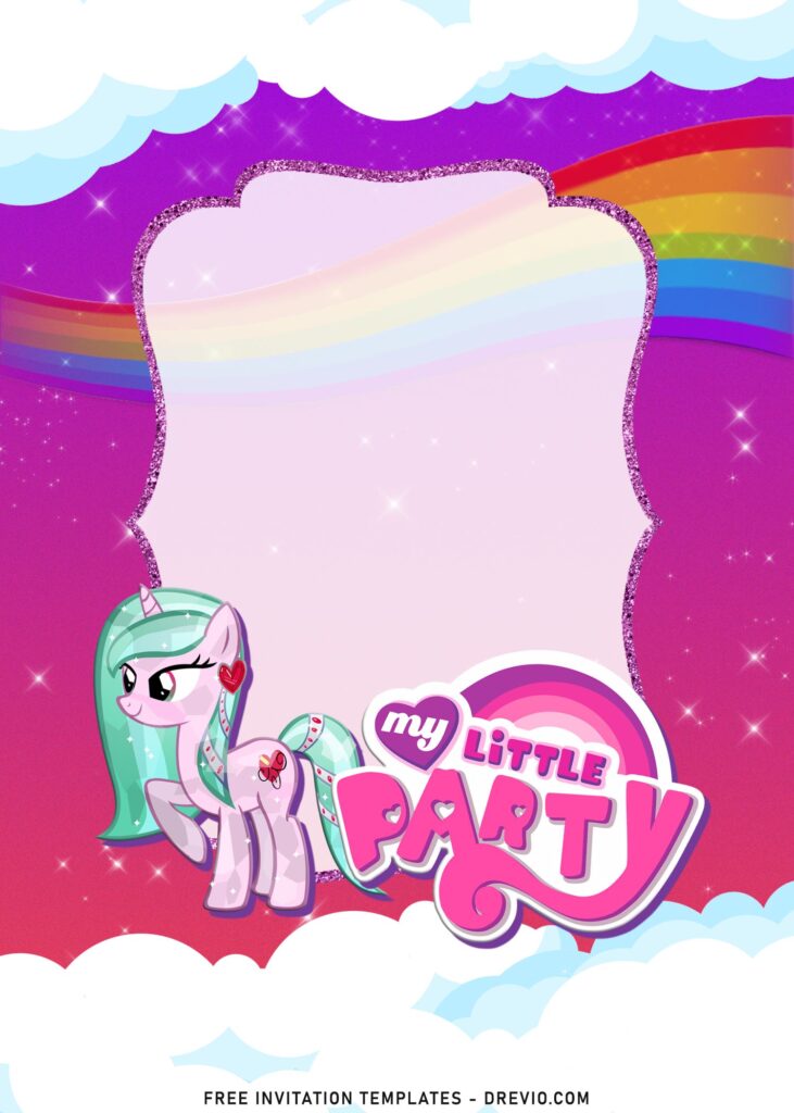 9+ Sparkling Glitter My Little Pony Birthday Invitation Templates with My Little Party sign