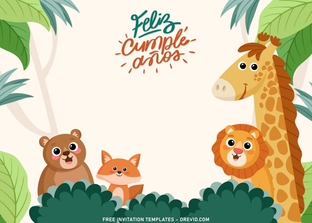 9+ Fun Jungle Birthday Party Invitation Templates with adorable baby bear