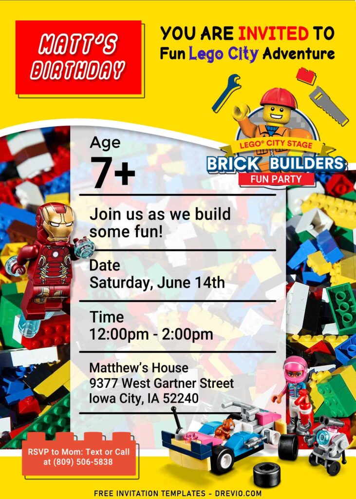 9+ Lego Birthday Invitation Templates For Kids Birthday Party