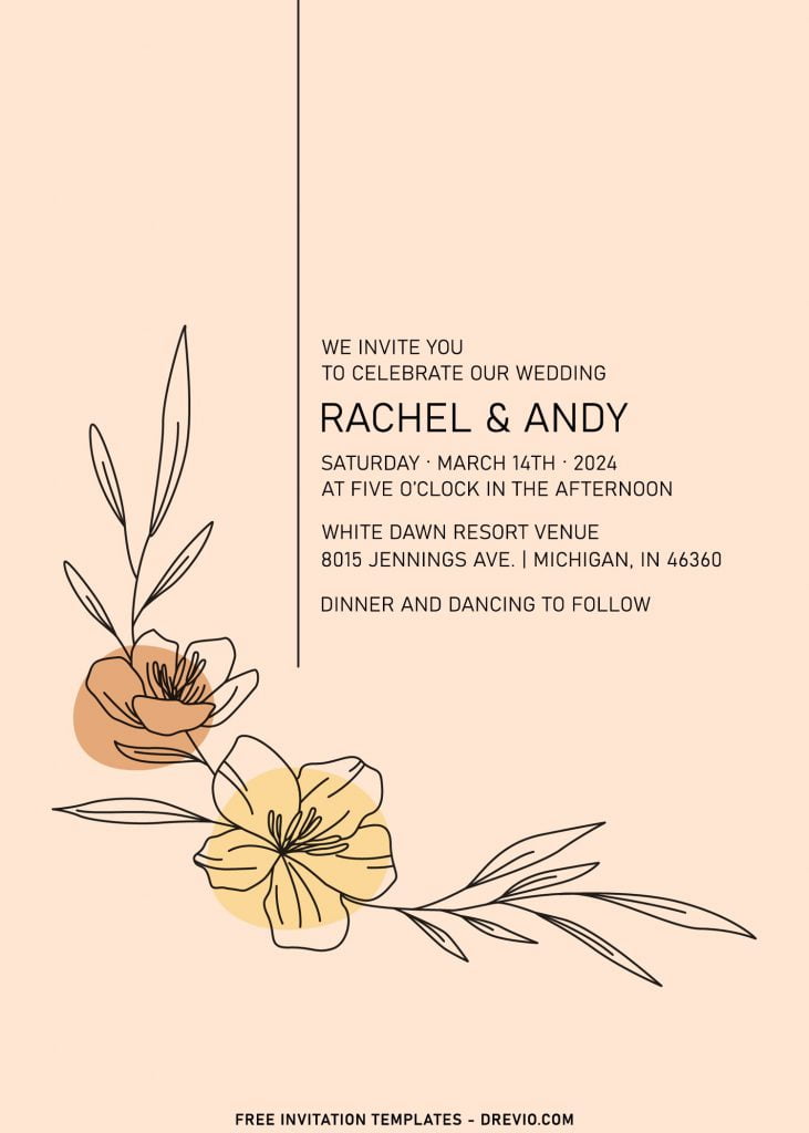 9+ Minimalist Hand Drawn Floral Wedding Invitation Templates