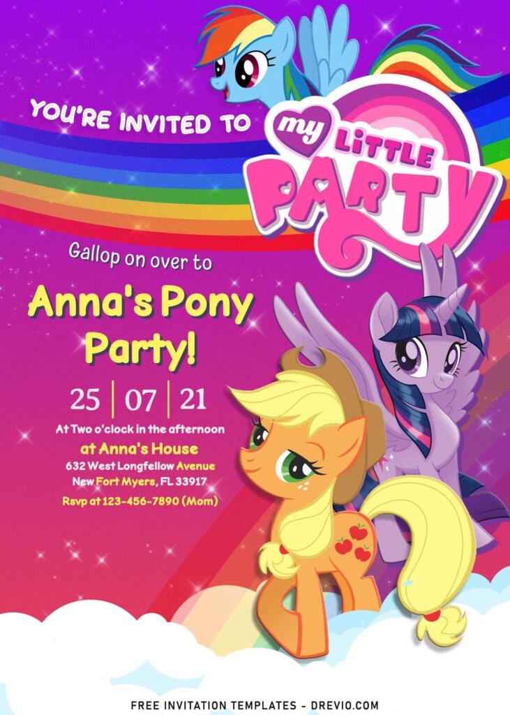 9+ Sparkling Glitter My Little Pony Birthday Invitation Templates