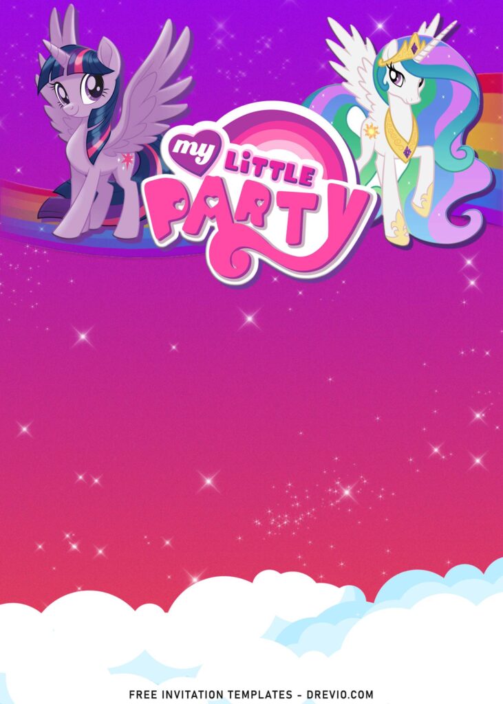 9+ Sparkling Glitter My Little Pony Birthday Invitation Templates with Princess Celestia