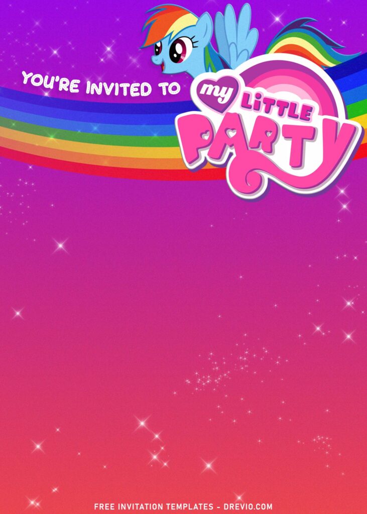 9+ Sparkling Glitter My Little Pony Birthday Invitation Templates with Sparkling Background