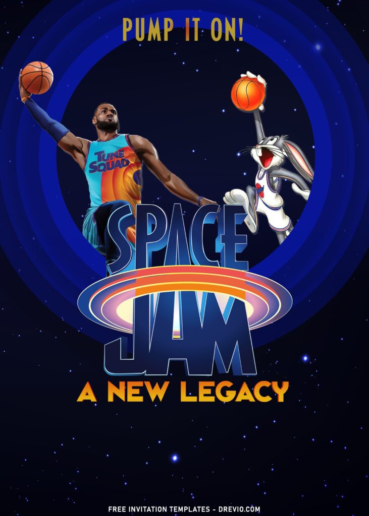 9+ Awesome Space Jam A New Legacy Birthday Invitation Templates with Night Stars Background