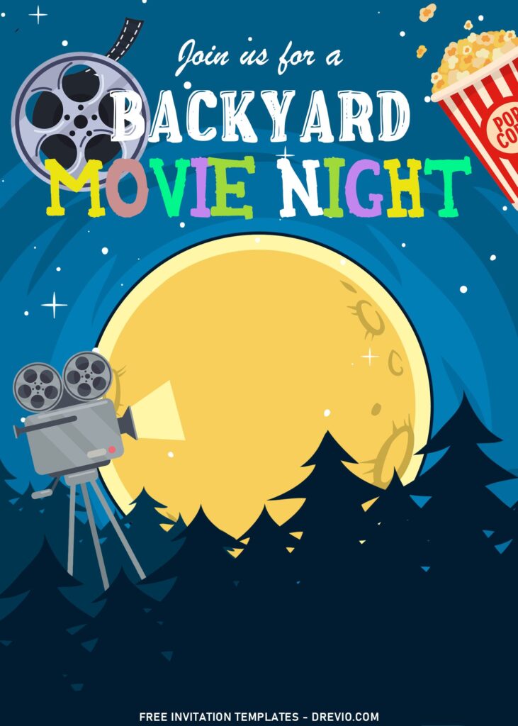 10+ Fun Backyard Movie Night Birthday Invitation Templates with film reels