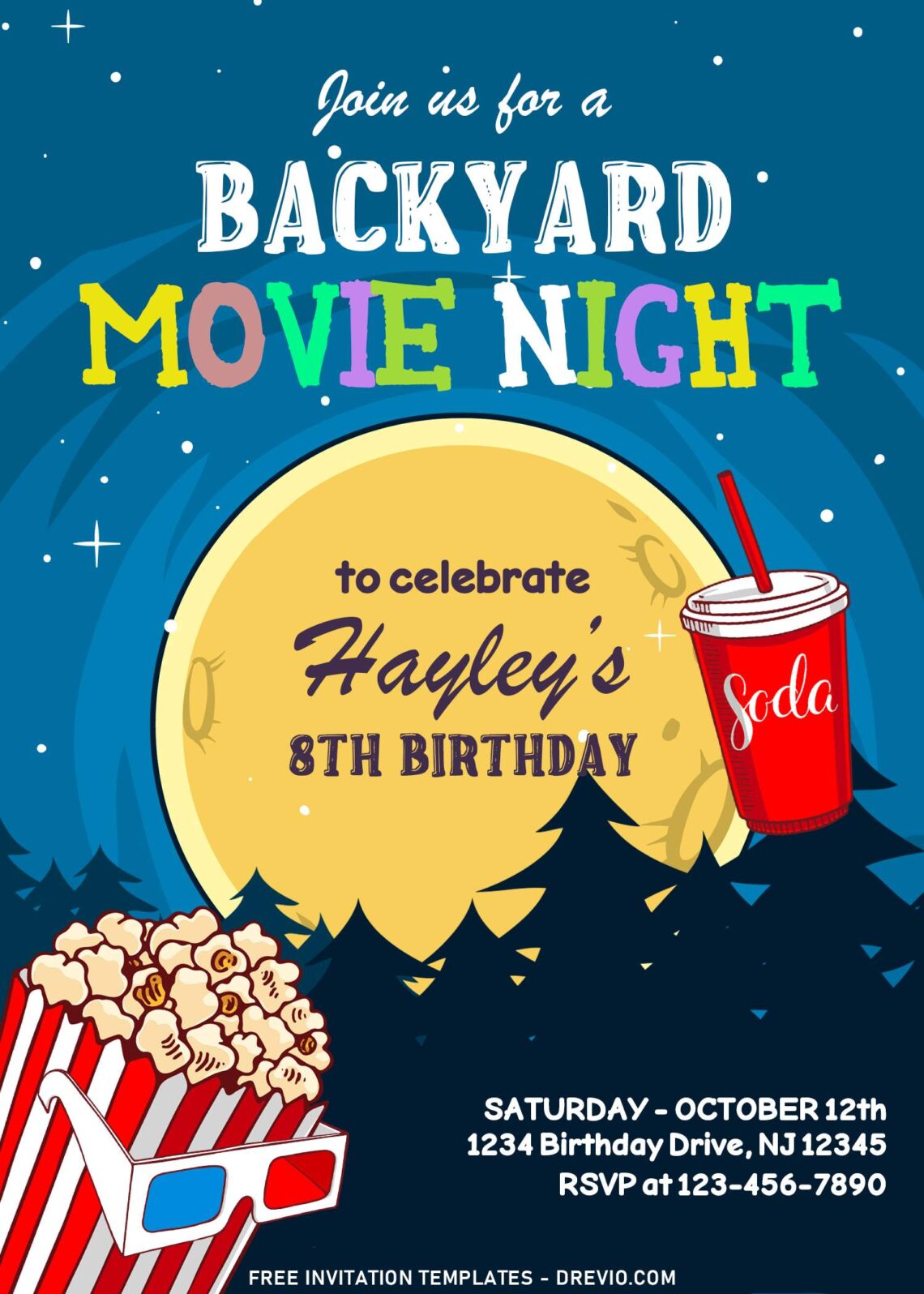 10+ Backyard Movie Night Birthday Invitation Templates | Download ...