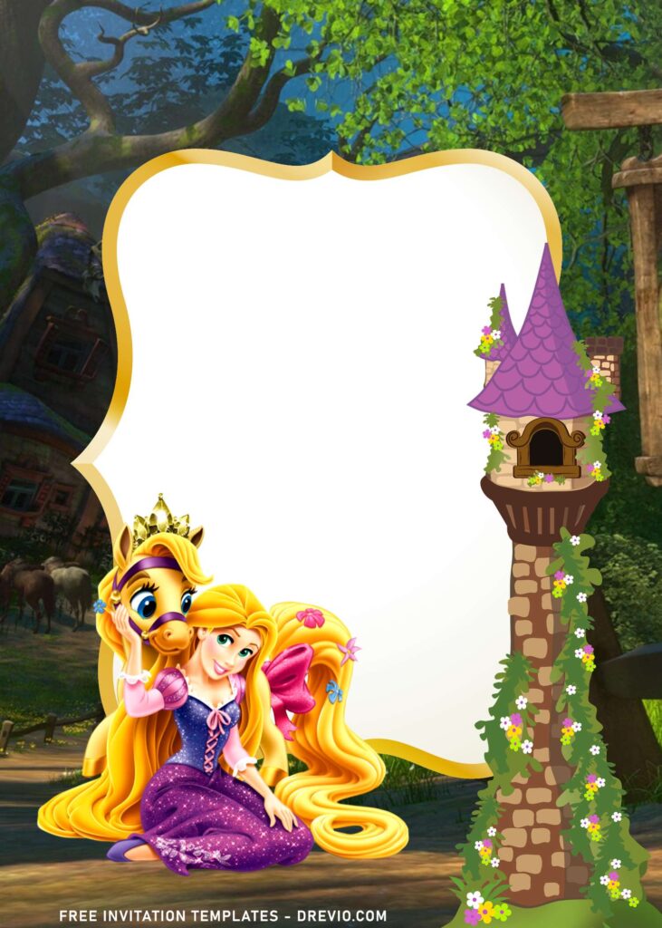 11+ Disney Tangled Birthday Invitation Templates with Rapunzel and her cute little pony