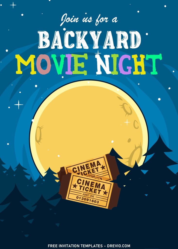 10+ Fun Backyard Movie Night Birthday Invitation Templates with Cinema ticket