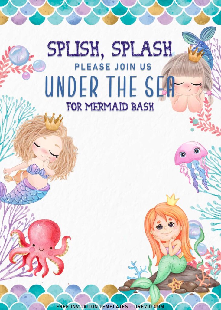 9+ Mermaid And Friends Birthday Invitation Templates with Splish Splash Wording