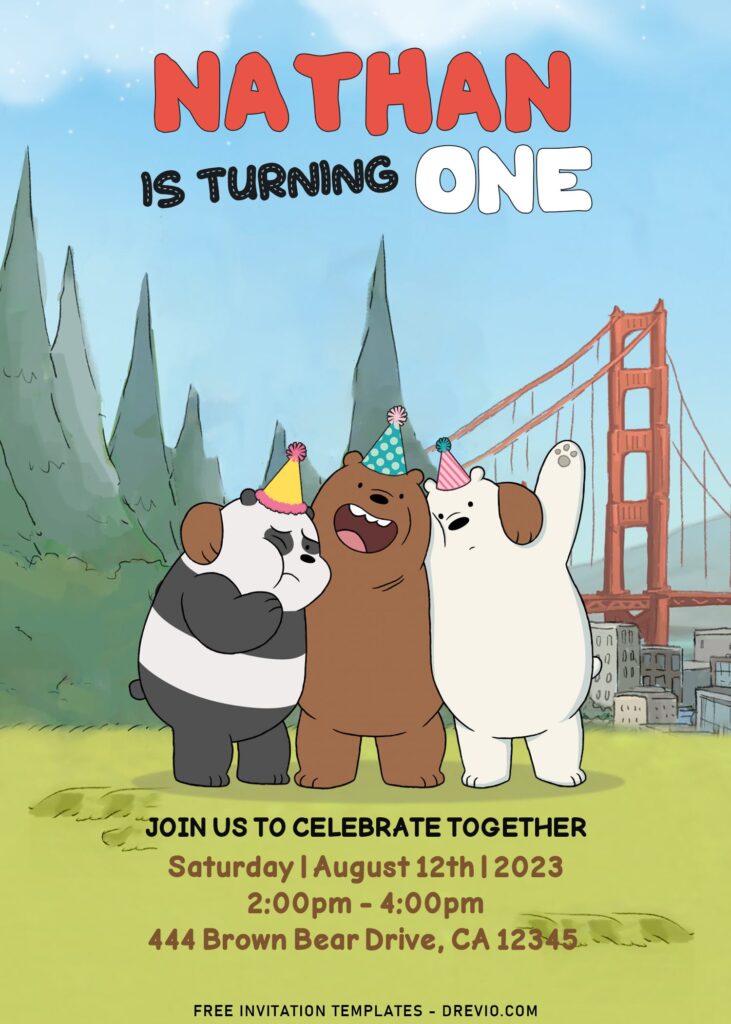 10+ Cute We Bare Bears Birthday Invitation Templates