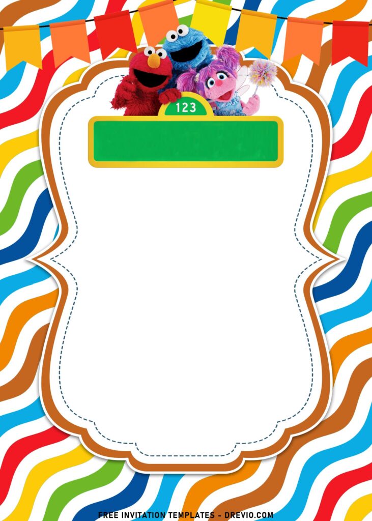 Invitation Template of 10+ Colorful Sesame Street Theme Birthday Invitation Templates For Kids 1