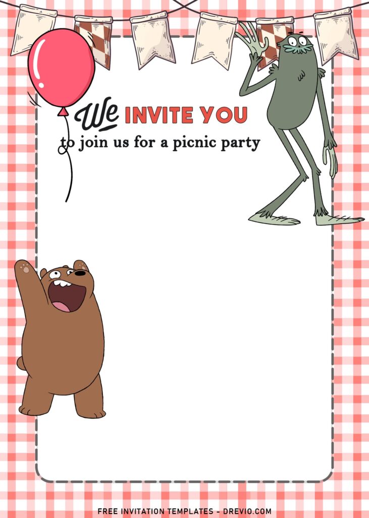 11+ We Bare Bears Picnic Birthday Invitation Templates with Long Daddy's leg