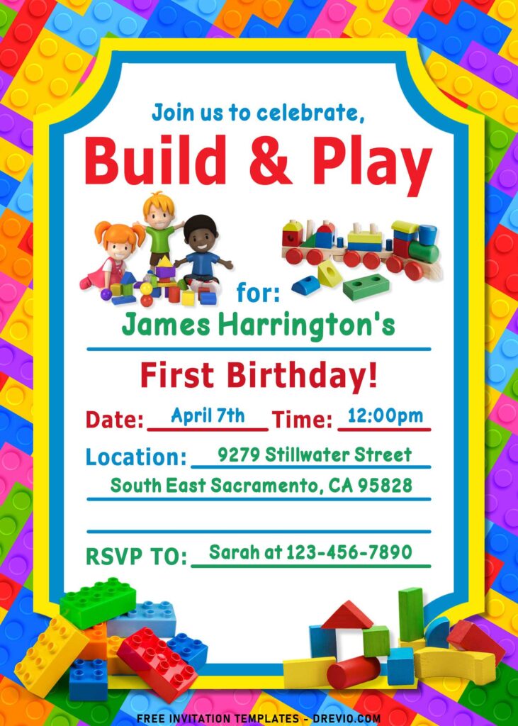 11+ Fun Building Blocks Party Birthday Invitation Templates