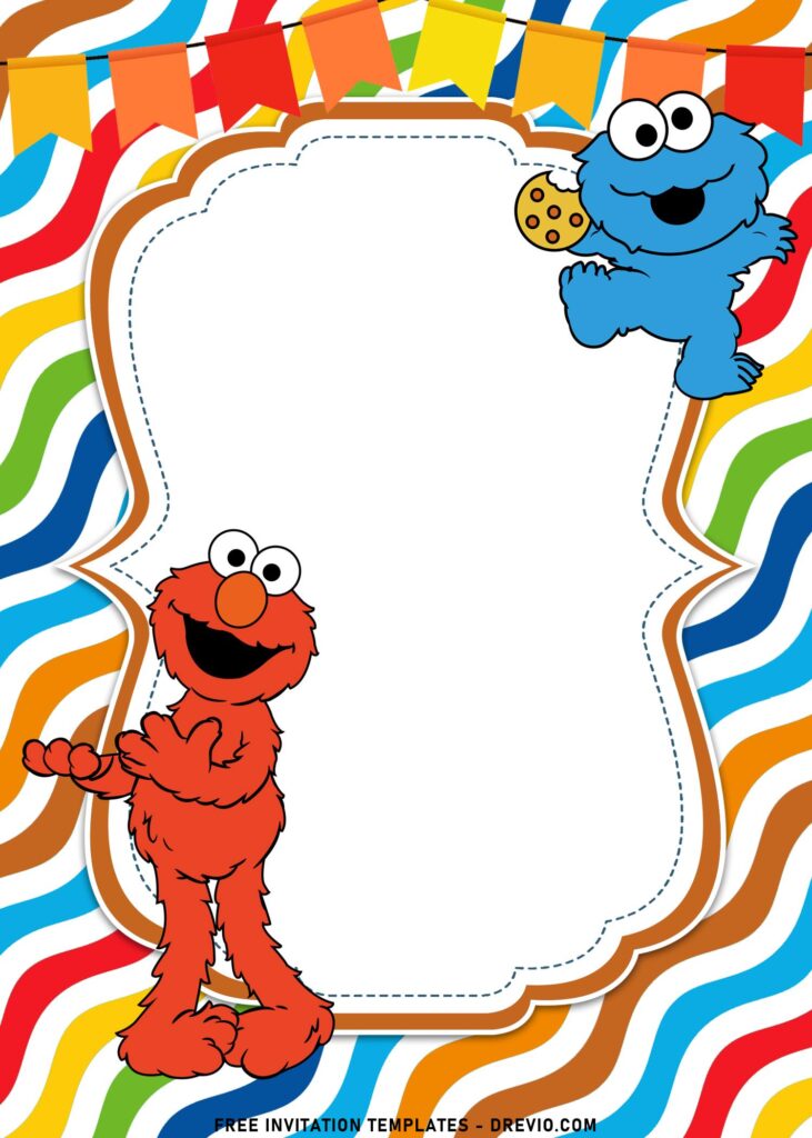 10+ Colorful Sesame Street Theme Birthday Invitation Templates For Kids with baby Cookie Monster