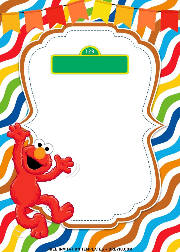 10+ Colorful Sesame Street Theme Birthday Invitation Templates For Kids with Elmo