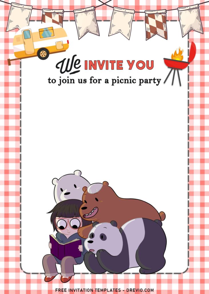 11+ We Bare Bears Picnic Birthday Invitation Templates with Chloe