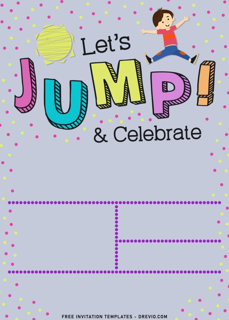 11+ Let's Jump Party Invitation Templates For Your Kids Next Bash with crosshatched wording
