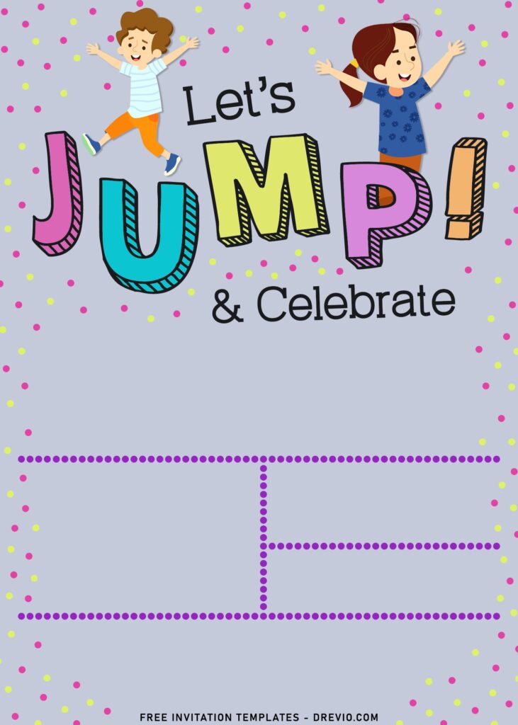 11+ Let's Jump Party Invitation Templates For Your Kids Next Bash with colorful chalkboard wording