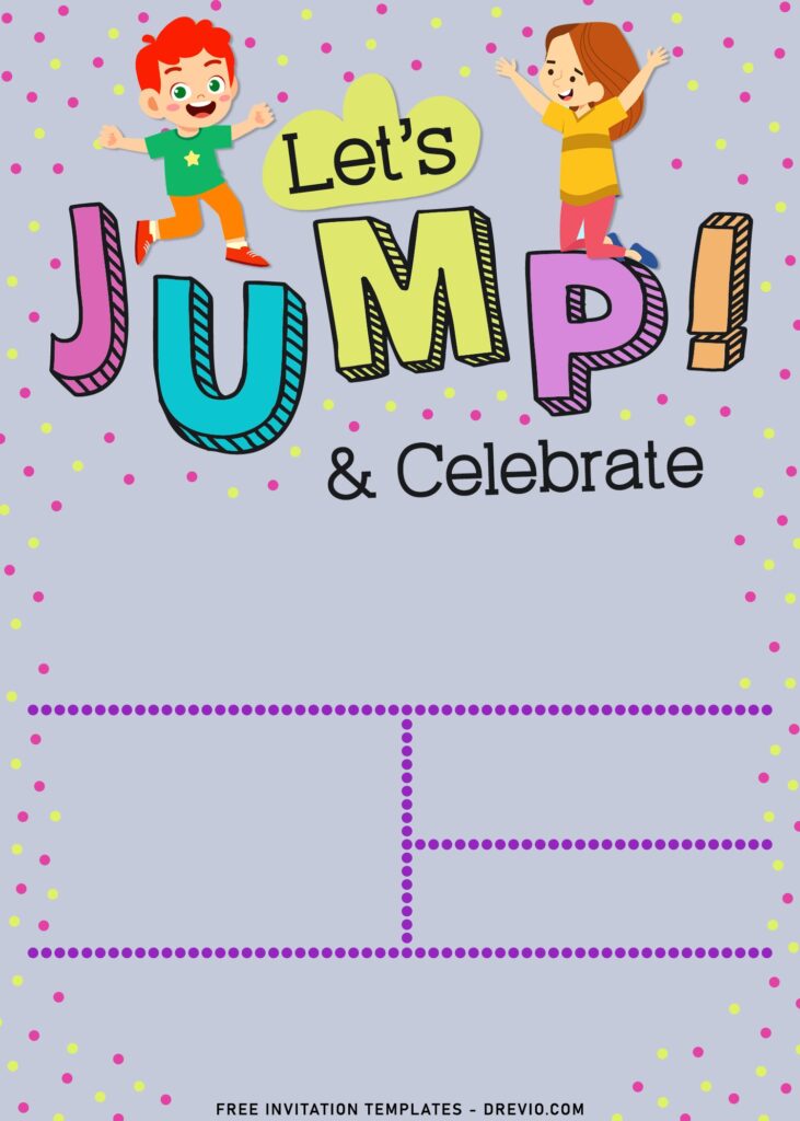 11+ Let's Jump Party Invitation Templates For Your Kids Next Bash with Happy kids