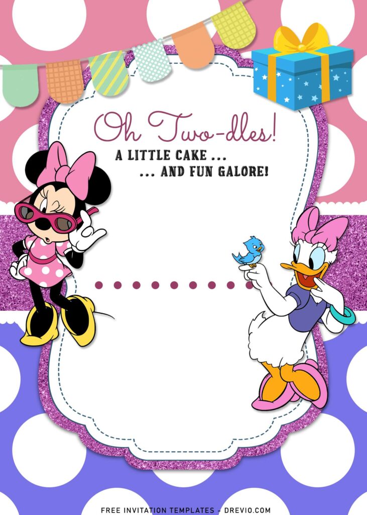11+ Minnie Mouse And Daisy Joint Birthday Invitation Templates For Twin Girls with Cute Minnie Mouse